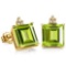 2.15 CARAT PERIDOT 10K SOLID YELLOW GOLD SQUARE SHAPE EARRING WITH 0.03 CTW DIAMOND