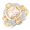 14K Yellow Gold Plated 4.07 CTW Genuine Golden Rutile and Citrine .925 Sterling Silver Ring
