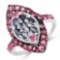 1.77 CTW Genuine Blue Sapphire and Ruby .925 Sterling Silver Ring