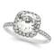 Cushion Diamond Halo Engagement Ring French Pave 14k W. Gold 1.58ct