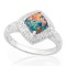 3/5 CARAT CREATED BLACK FIRE OPAL  DIAMOND 925 STERLING SILVER RING