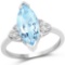 3.53 CTW Genuine Blue Topaz and White Topaz .925 Sterling Silver Ring