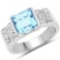 3.26 CTW Genuine Blue Topaz and White Topaz .925 Sterling Silver Ring