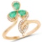 0.48 CTW Genuine Zambian Emerald and White Diamond 14K Yellow Gold Ring
