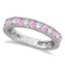 Diamond and Pink Sapphire Ring Anniversary Band 14k White Gold (1.08ct)