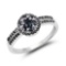 0.71 CTW Genuine Blue Sapphire and Black Spinel .925 Sterling Silver Ring