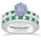 Semi-Eternity Tanzanite Diamond & Emerald Bridal Set Platinum (2.80ctw)