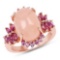 14K Rose Gold Plated 9.13 CTW Genuine Morganite and Rhodolite .925 Sterling Silver Ring
