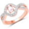 14K Rose Gold Plated 0.40 CTW Genuine Morganite .925 Sterling Silver Ring