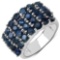 3.64 CTW Genuine Blue Sapphire .925 Sterling Silver Ring