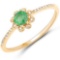0.30 CTW Genuine Zambian Emerald and White Diamond 14K Yellow Gold Ring