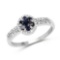 0.72 CTW Genuine Blue Sapphire and White Topaz .925 Sterling Silver Ring