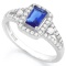 2/3 CARAT CREATED BLUE SAPPHIRE  4 3/5 CARAT (46 PCS) FLAWLESS CREATED DIAMOND 925 STERLING SILVER H