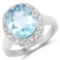 6.11 CTW Genuine Blue Topaz and White Topaz .925 Sterling Silver Ring