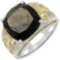 Two Tone Plated 7.09 CTW Genuine Smoky Topaz .925 Sterling Silver Ring
