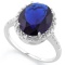 5 CARAT CREATED BLUE SAPPHIRE GENUINE DIAMOND 925 STERLING SILVER RING