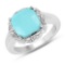 3.31 CTW Genuine Turquoise and White Topaz .925 Sterling Silver Ring