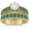 Diamond & Emerald Wedding and Engagement Ring Set 14k Yellow Gold (2.65ctw)