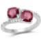2.38 CTW Glass Filled Ruby and White Topaz .925 Sterling Silver Ring