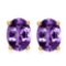 1.6 CTW AMETHYST 10K SOLID YELLOW GOLD OVAL SHAPE EARRING