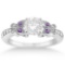 Butterfly Diamond and Amethyst Engagement Ring Setting 14k White Gold (0.80ctw)