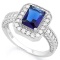 1 4/5 CARAT CREATED BLUE SAPPHIRE  1/3 CARAT (34 PCS) FLAWLESS CREATED DIAMOND 925 STERLING SILVER H