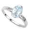 0.94 CTW AQUAMARINE & GENUINE DIAMOND 10K SOLID WHITE GOLD RING