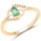 0.22 CTW Genuine Zambian Emerald and White Diamond 14K Yellow Gold Ring