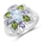 2.84 CTW Genuine Blue Topaz Chrome Diopside and Tanzanite .925 Sterling Silver Ring