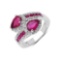 2.43 CTW Glass Filled Ruby and White Topaz Sterling Silver Ring