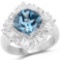 5.19 CTW Genuine London Blue Topaz and White Topaz .925 Sterling Silver Ring