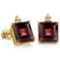 2.35 CARAT GARNET 10K SOLID YELLOW GOLD SQUARE SHAPE EARRING WITH 0.03 CTW DIAMOND