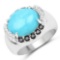 4.58 CTW Genuine Turquoise and Black Spinel .925 Sterling Silver Ring