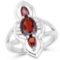 1.80 CTW Genuine Garnet and White Diamond .925 Sterling Silver Ring