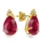 1.65 CARAT RUBY 10K SOLID YELLOW GOLD PEAR SHAPE EARRING WITH 0.03 CTW DIAMOND