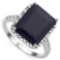 6.90 CTW BLACK SAPPHIRE & (22 PCS) DIAMOND 10KT SOLID WHITE GOLD RING