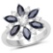 2.28 CTW Genuine Blue Sapphire and White Zircon .925 Sterling Silver Ring