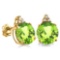 2.0 CARAT PERIDOT 10K SOLID YELLOW GOLD ROUND SHAPE EARRING WITH 0.03 CTW DIAMOND