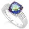 OCEAN MYSTIC GEMSTONE  1/4 CARAT (34 PCS) FLAWLESS CREATED DIAMOND 925 STERLING SILVER RING