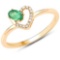 0.23 CTW Genuine Zambian Emerald and White Diamond 14K Yellow Gold Ring