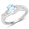 0.99 CTW Genuine Blue Topaz and White Diamond .925 Sterling Silver Ring