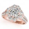 CERTIFIED 18KT ROSE GOLD 1.74 CTW G-H/VS-SI1 DIAMOND HALO ENGAGEMENT RING