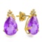 1.2 CARAT AMETHYST 10K SOLID YELLOW GOLD PEAR SHAPE EARRING WITH 0.03 CTW DIAMOND