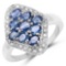 2.12 CTW Genuine Blue Sapphire and White Zircon .925 Sterling Silver Ring