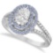 Double Halo Diamond & Tanzanite Engagement Ring 14K White Gold (1.10ctw)
