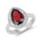 3.94 CTW Genuine Garnet and White Topaz .925 Sterling Silver Ring