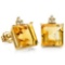 1.85 CARAT CITRINE 10K SOLID YELLOW GOLD SQUARE SHAPE EARRING WITH 0.03 CTW DIAMOND