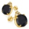 2.1 CARAT BLACK SAPPHIRE 10K SOLID YELLOW GOLD ROUND SHAPE EARRING WITH 0.03 CTW DIAMOND