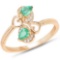 0.33 CTW Genuine Zambian Emerald and White Diamond 14K Yellow Gold Ring