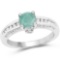 1.22 CTW Genuine Emerald and White Topaz .925 Sterling Silver Ring